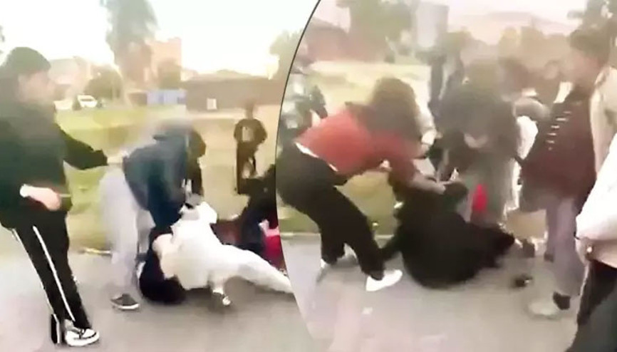 Görüntüler Adanadan... Kız öğrenciler, tekme-yumruk kavga etti