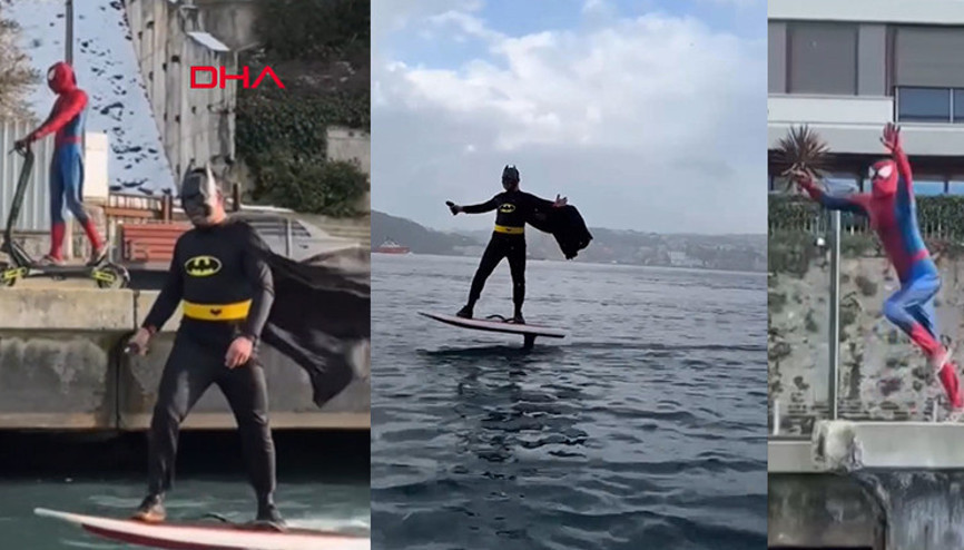 Bebek Sahilinde Batman ve Spider Man şaşkınlığı