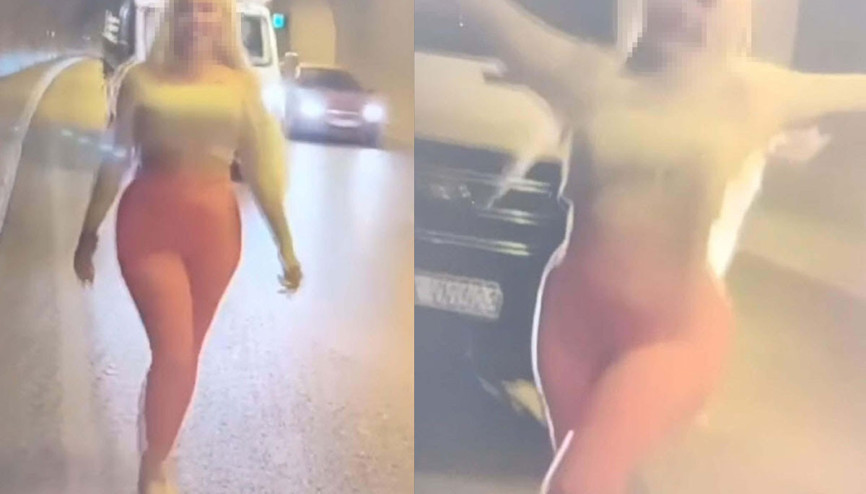 Şaşkına çeviren görüntüler: Tünelde dans edip trafiği tehlikeye attı