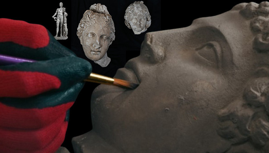 Mitolojide Zeus’un habercisi Hermesin heykeli Aspendos arkeoloji kazılarında bulundu