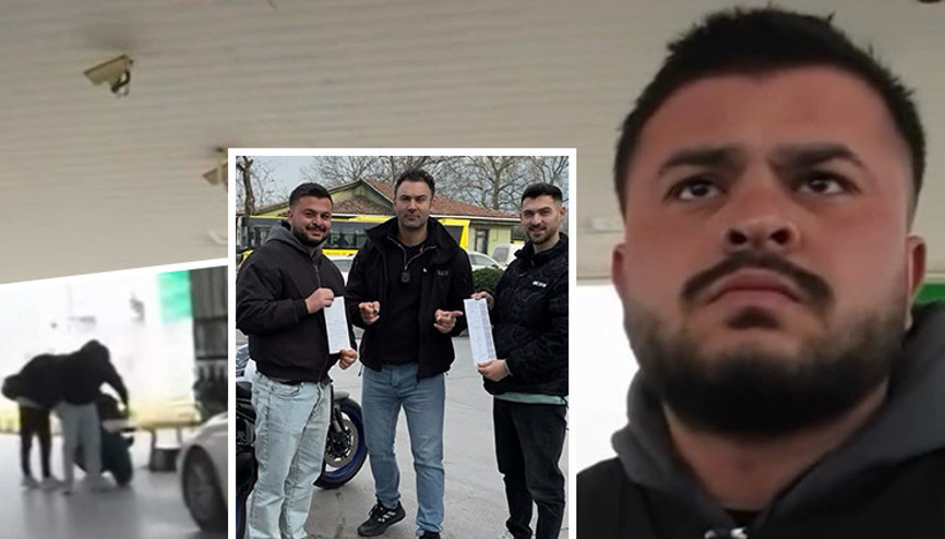Akaryakıt istasyonunda neye uğradığını şaşırdı: Kendisini yakalayan polis memuruyla hatıra fotoğrafı çektirdi