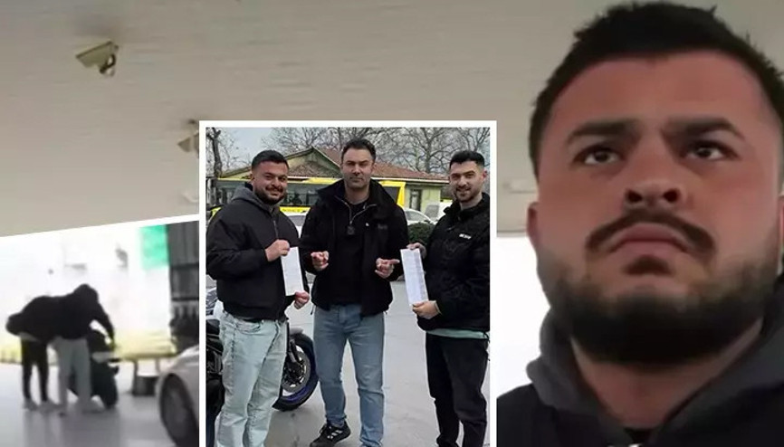 Akaryakıt istasyonunda neye uğradığını şaşırdı: Kendisini yakalayan polis memuruyla hatıra fotoğrafı çektirdi Akaryakıt istasyonunda neye uğradığını şaşırdı: Kendisini yakalayan polis memuruyla hatıra fotoğrafı çektirdi
