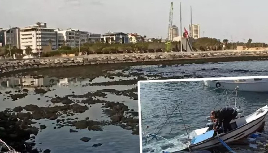 İskenderun’da fırtınanın ardından deniz suyu çekildi