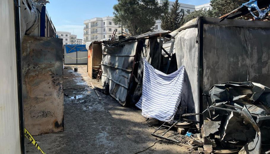 Hatayda inşaat işçilerinin kaldığı konteynerde yangın: 1 ölü, 1 ağır yaralı