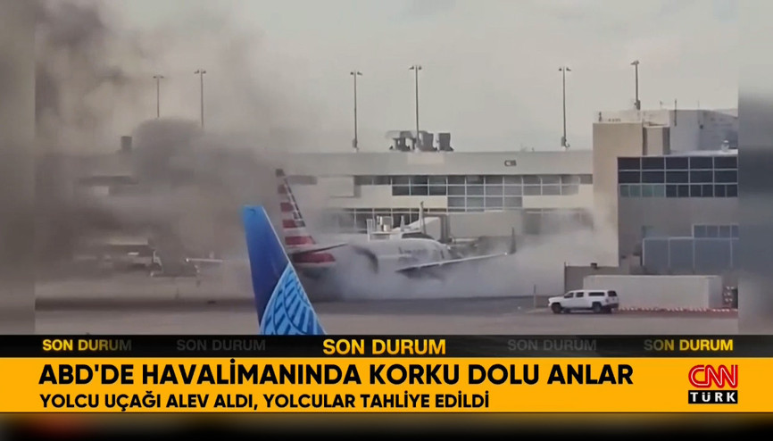 ABDde korku dolu anlar: Yolcu uçağı alev aldı