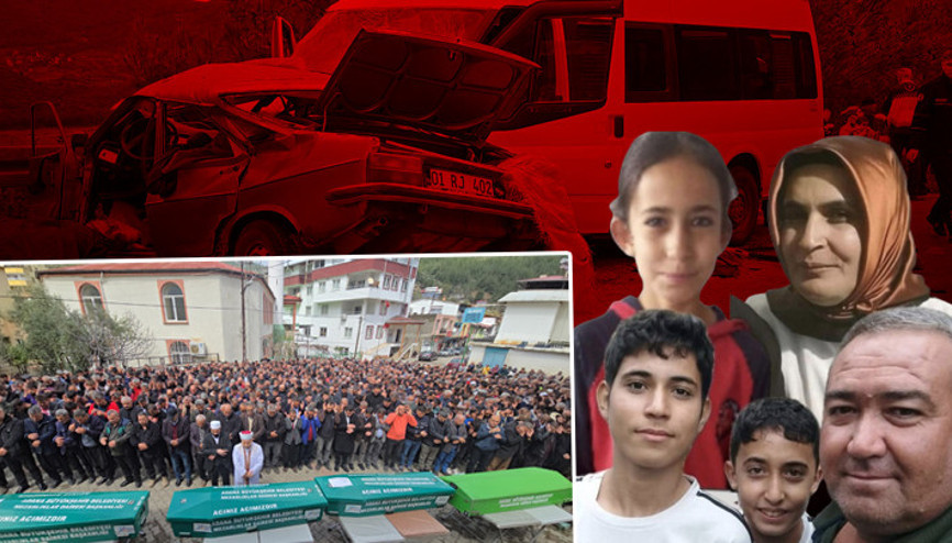 Adanadaki korkunç kazada hayatlarını kaybetmişlerdi Anne ve 3 çocuğu yan yana defnedildi