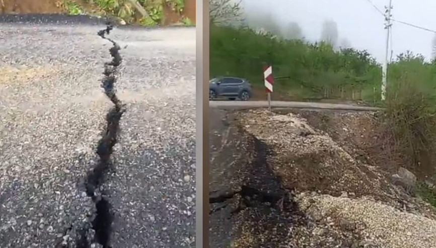 Sakaryada Kocaali ve Hendek ilçelerini birbirine bağlayan yol çöktü
