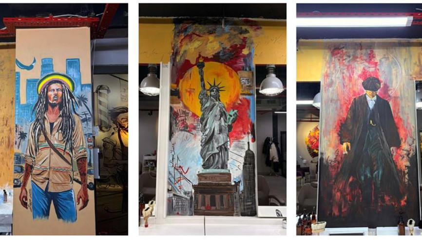 Tabloya dönüşen duvarlar... Genç ressam mekânları renklendiriyor