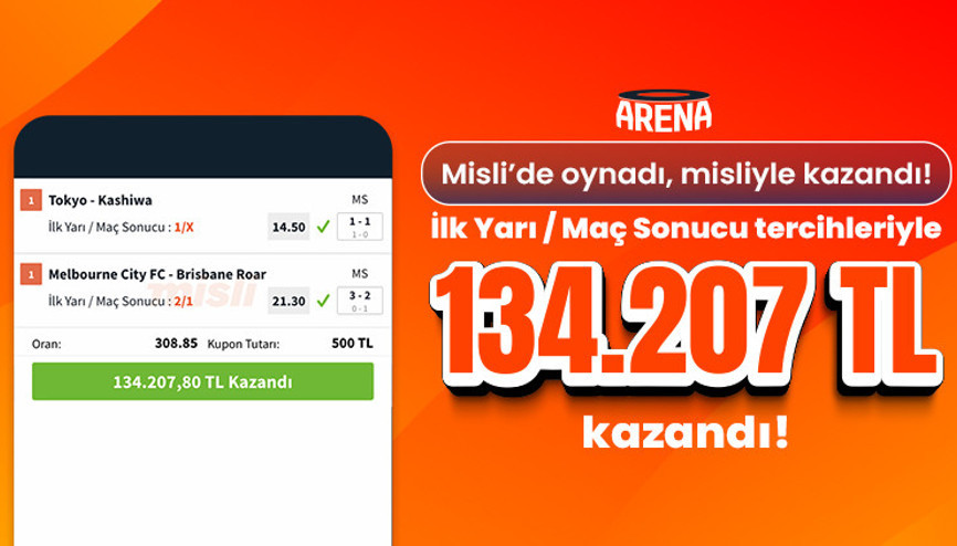 İki maça da İlk Yarı/Maç Sonucu tahmininde bulundu, 308.85 oran tutturarak 134 bin TL kazandı