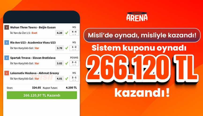 Sistem kuponu oynadı, 5 maçı bilerek 266.120 TL kazandı