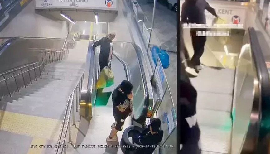 Metro istasyonuna çöp ve lastik atan şüpheliler kamerada