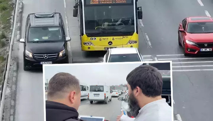 Emniyet şeridinden giden sürücüden şaşkına çeviren savunma