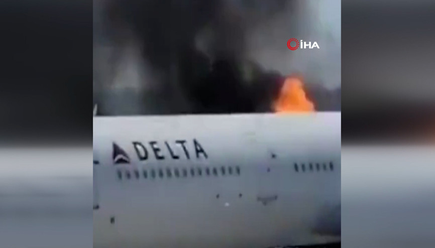 ABD’de kalkışa hazırlanan uçağın motoru alev aldı