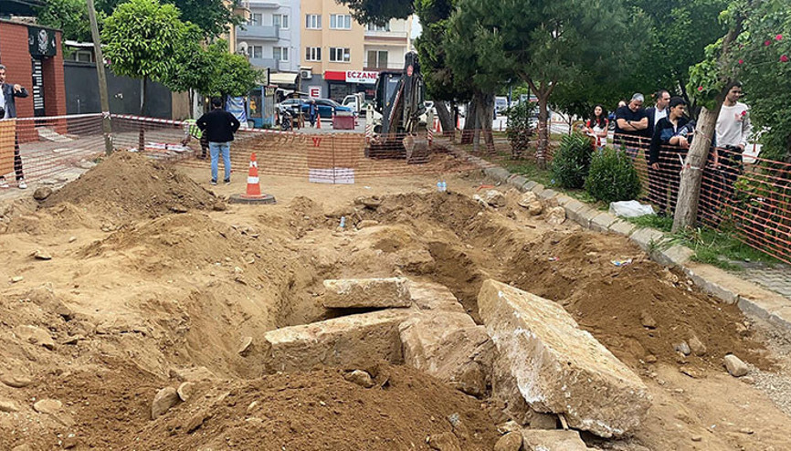 Aydın’da yol çalışmasında, Roma dönemine ait insan kemikleri bulundu