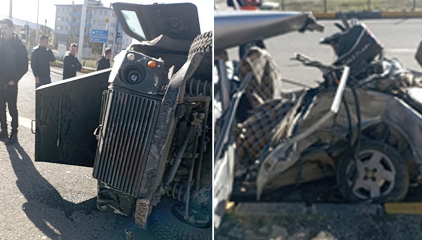 Karsta zırhlı araç ile otomobil çarpıştı: 6 yaralı