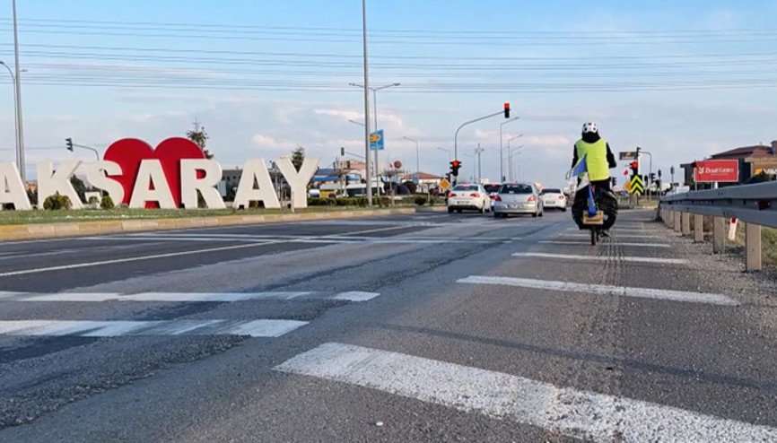 Stuttgart’tan Mekke’ye pedal çeviriyor: Burak Öztürk Aksaray’da