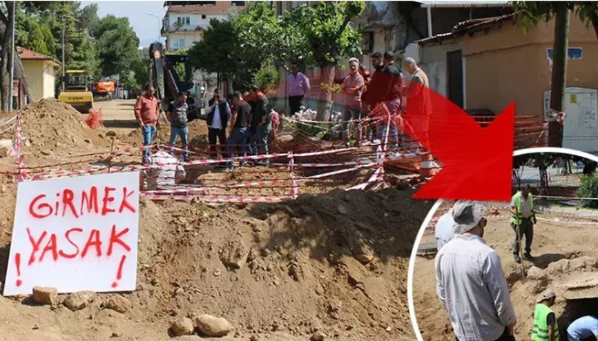 Kazı sırasında küp ve insan kemikleri bulundu, yol çalışması durdu