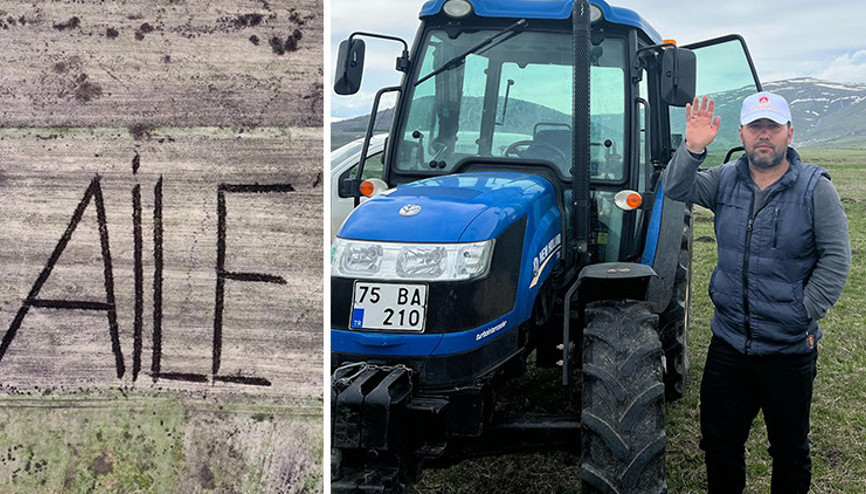 Bekar genç, Aile Yılına destek vermek için traktörü ile tarlaya yazı yazdı Bekar genç, Aile Yılına destek vermek için traktörü ile tarlaya yazı yazdı