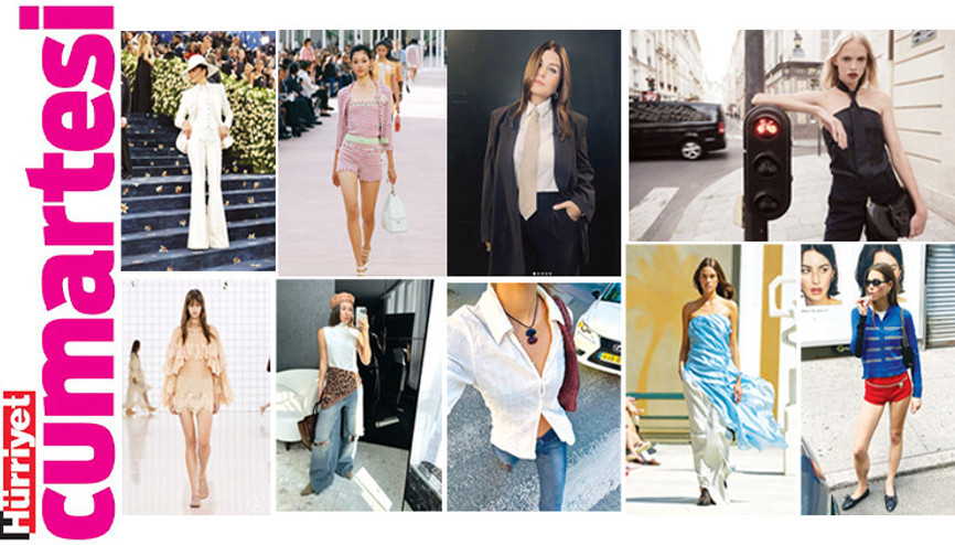 Bele bağlanan şallar, triko şortlar ve pantolon üstü elbiselerle...