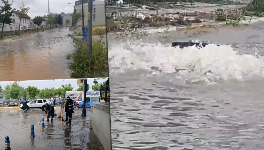 Bandırma’da metrekareye 70 kilogram yağış düştü Sokaklar göle döndü