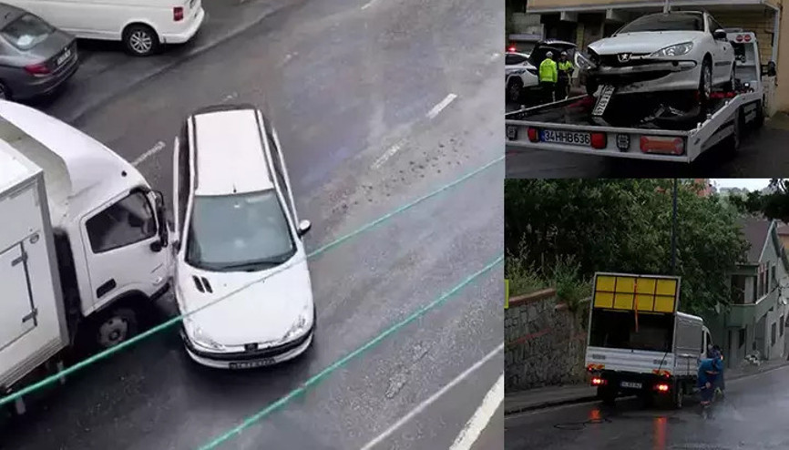 Yola akaryakıt döküldü, kazalar peş peşe geldi O anlar kamerada