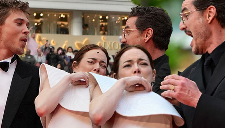 Sosyal medya bu anları konuşuyor Kırmızı halıda ‘arı’ paniği… Güzel yıldız çok korkunca imdadına rol arkadaşları yetişti