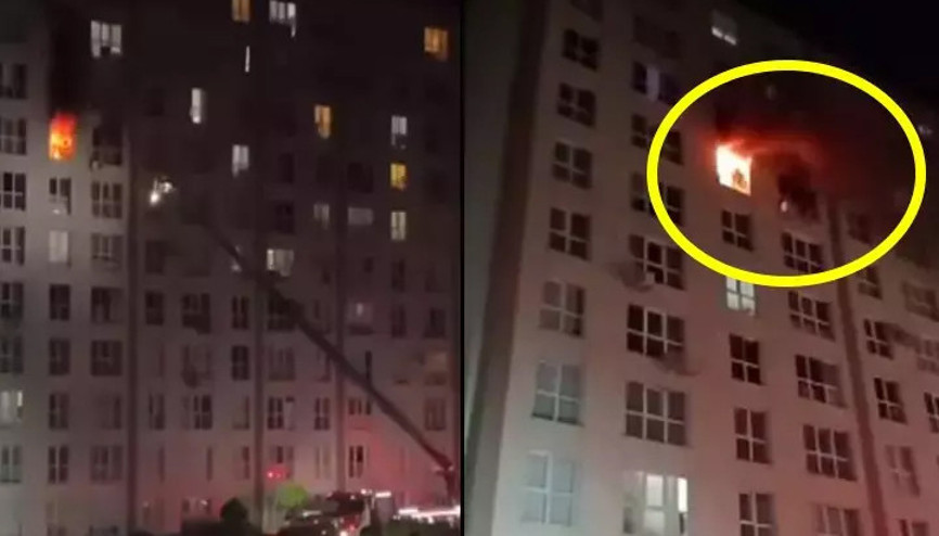 İstanbulda yangın sırasında panik yapan kadın 8. kattan böyle atladı