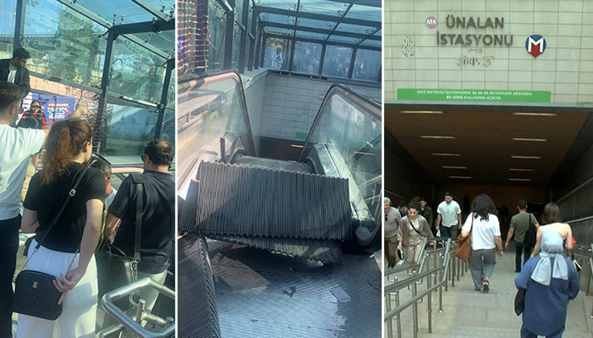 Ünalan metrosunda yürüyen merdiven arızası