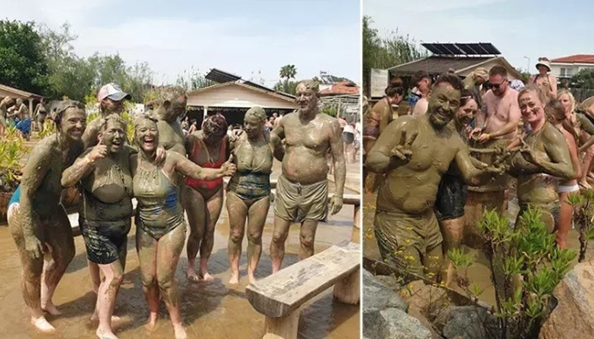 Dalyan’daki çamur banyosu turistlerin ilgi odağı oldu