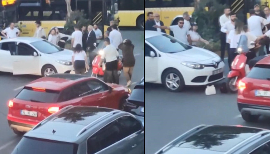 Sarıyerde park kavgası Kadın sürücüler birbirlerine saldırdı