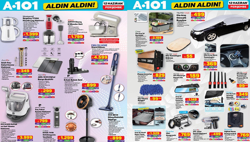 SATIŞA ÇIKIYOR A101 12 HAZİRAN AKTÜEL KATALOG || A101 afişi bu hafta ürünleri neler, yeni aktüel broşür ürünleri hangileri A101e bu Perşembe vantilatör, otomobil ürünleri, spor malzemeleri geliyor
