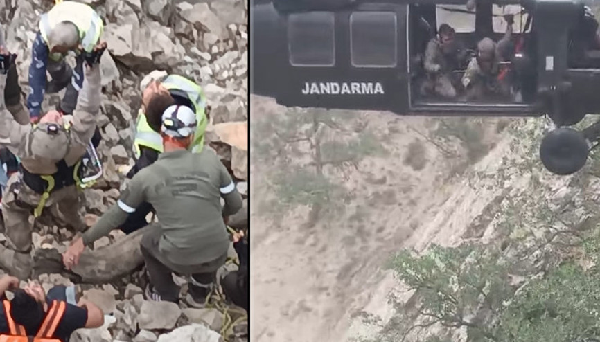 Gabar Dağında kayalıklardan düştü Askeri helikopterle kurtarıldı