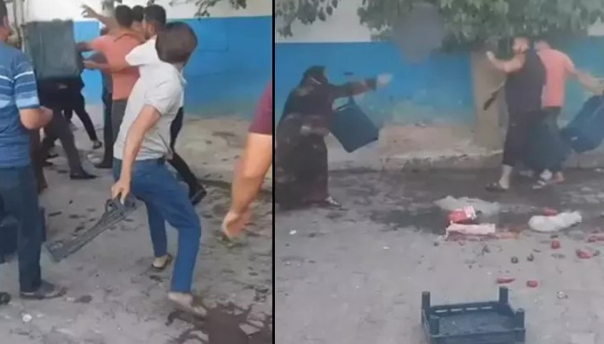 Pazarda alışveriş kavgası meydan savaşına döndü: O anlar kamerada Pazarda alışveriş kavgası meydan savaşına döndü: O anlar kamerada