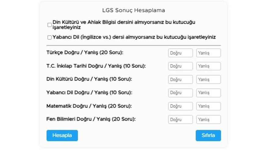 LGS PUAN HESAPLAMA ROBOTU 2026 (Güncel): LGS puan hesaplayıcı ile doğru ve yanlış sayını gir puanını öğren LGS sınav puanı nasıl hesaplanır