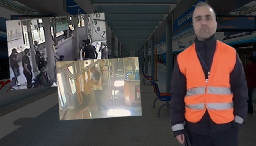 İZBANda sigara cinayeti Yolcuyu uyaran güvenlik görevlisi öldürüldü Olay anı görüntüleri ortaya çıktı