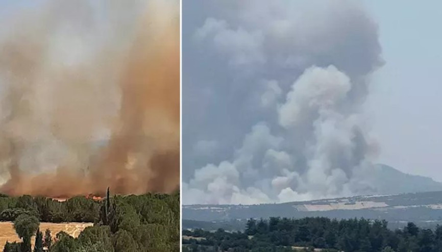 Çanakkale’nin Ezine ilçesinde orman yangını