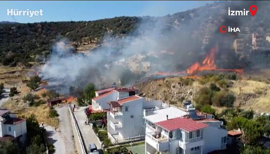 İzmirde bir yangın da Dikilide