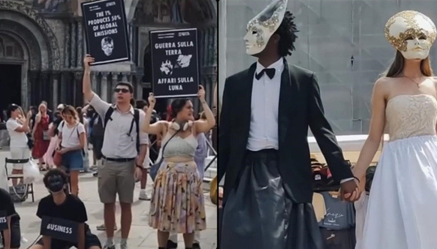 ABDli milyarder Bezosa Venedikte şok Düğünü protesto edildi
