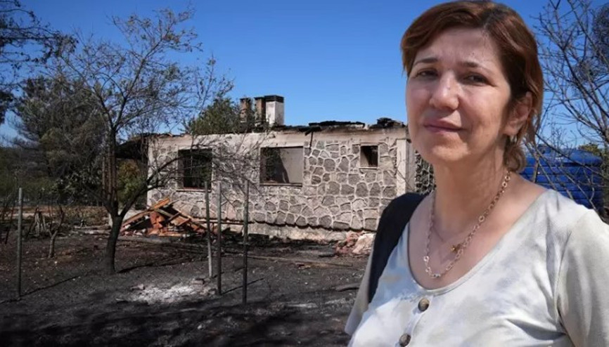 İzmir Bornova’da yanan ormanlık alan havadan görüntülendi