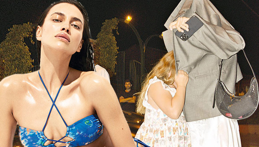 Irina Shayk ceketiyle yüzünü gizledi