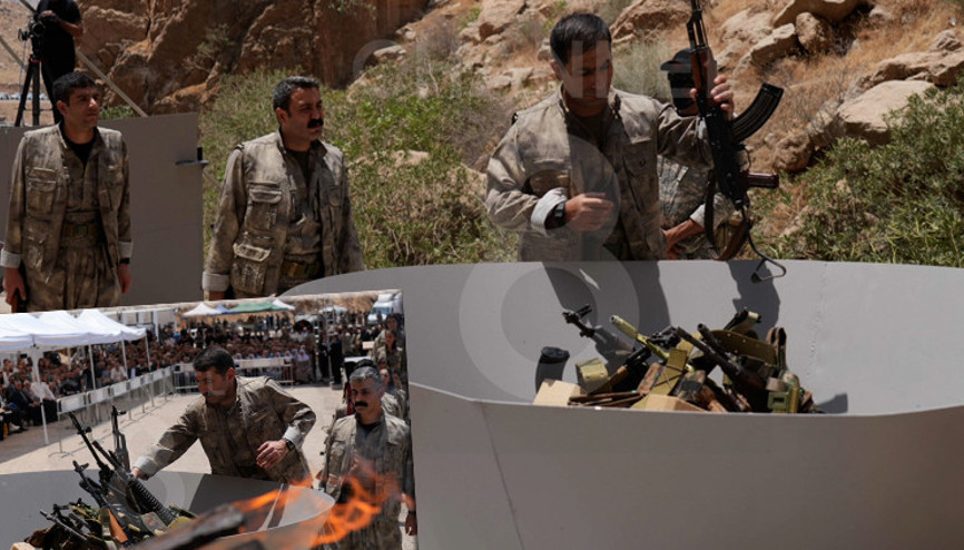 Son dakika... Terörsüz Türkiyede tarihi gün PKK silahları kazanda yaktı... İşte ilk görüntüler