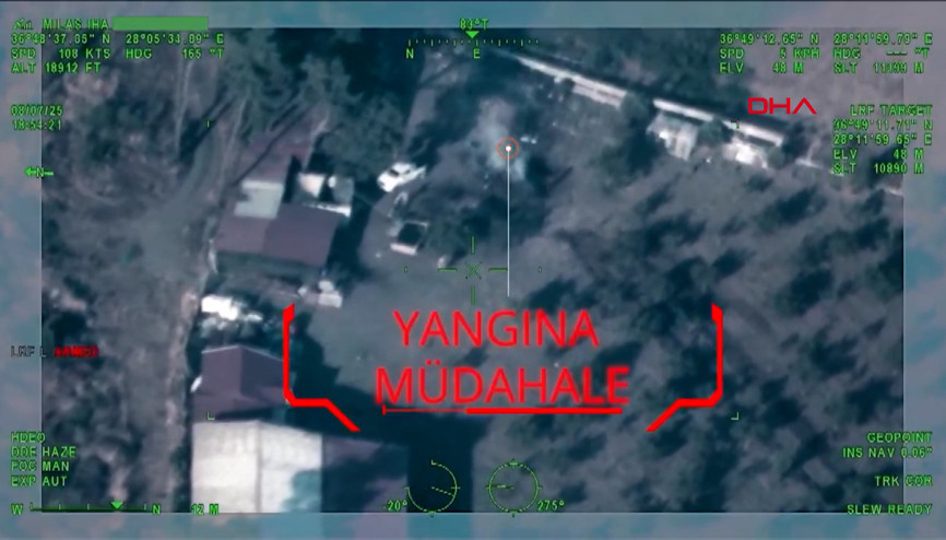 Marmariste yakılan ateş, Bayraktar TB2 ile tespit edilip, söndürüldü