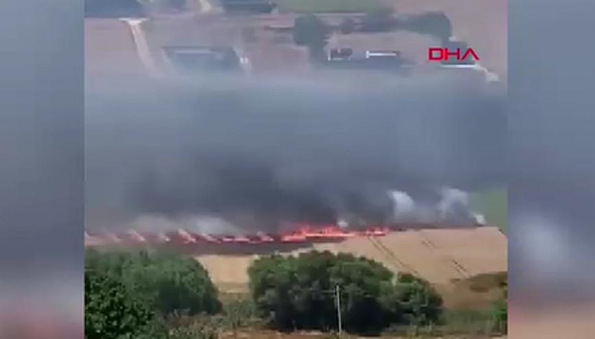 Büyükçekmecede buğday tarlasında yangın