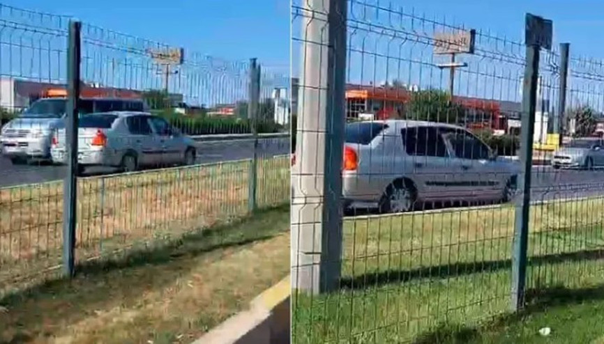 Edremit’te karayolunda ters yönde giden araç paniği kamerada Edremit’te karayolunda ters yönde giden araç paniği kamerada