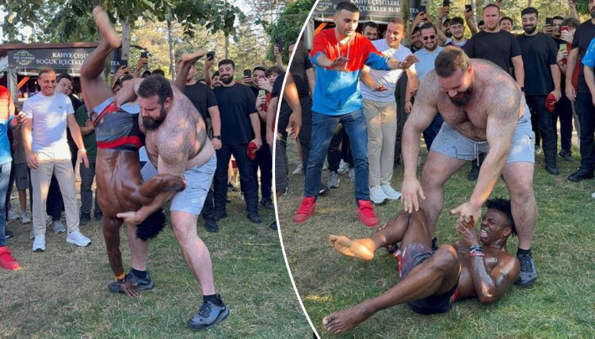 Dünyaca ünlü yayıncı Speed, Çekmeköy’de yağlı güreş yaptı