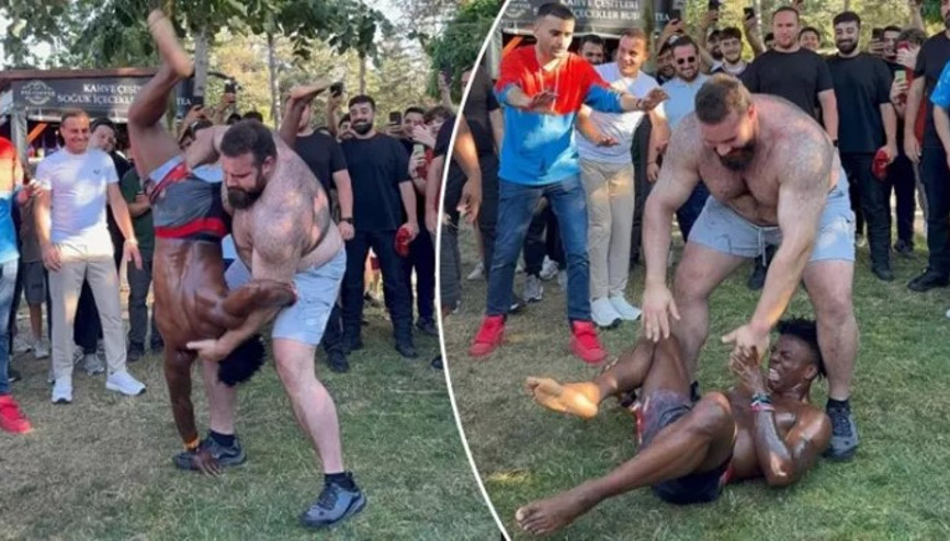 Dünyaca ünlü yayıncı Speed, Çekmeköy’de yağlı güreş yaptı