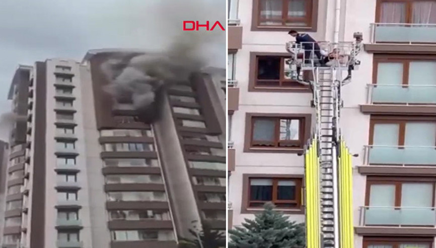 Son dakika... Ankarada 14 katlı binada yangın Mahsur kalanlar kurtarıldı