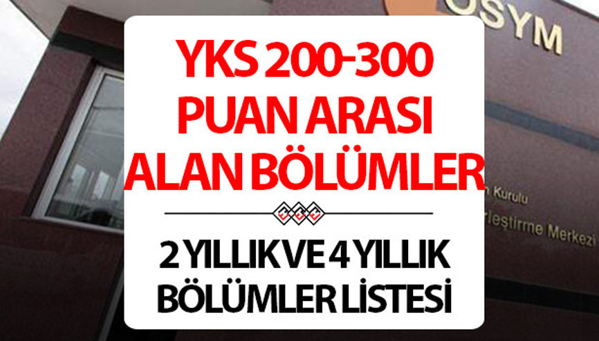 YKS 200, 210, 220, 230, 240, 250, 260, 270, 280, 290, 300 puanla nereye girebilirim 2 ve 4 yıllık YKS 200-300 puan ile alan üniversiteler