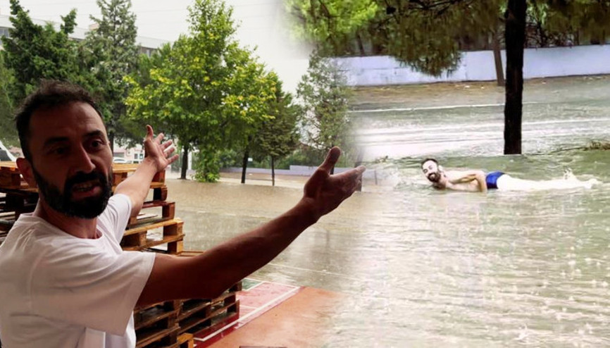 Sağanak yağış su baskınına neden oldu Bir vatandaş sıra dışı bir tepkiye imza attı Bir anda kendiliğinden gelişti Sağanak yağış su baskınına neden oldu Bir vatandaş sıra dışı bir tepkiye imza attı Bir anda kendiliğinden gelişti