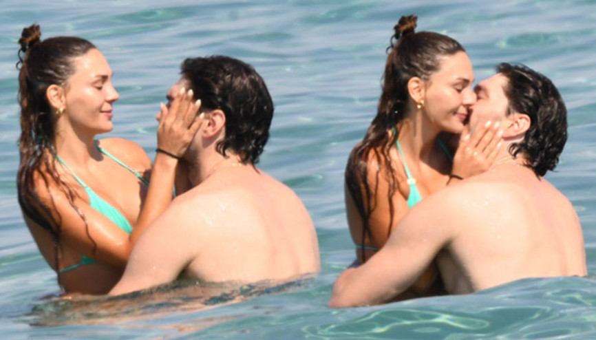 Cedi Osman ve oyuncu Ebru Şahin tatilde... Öpmeye doyamadı